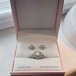 Diamonique Sterling Silver Simulated Diamond Ring Set